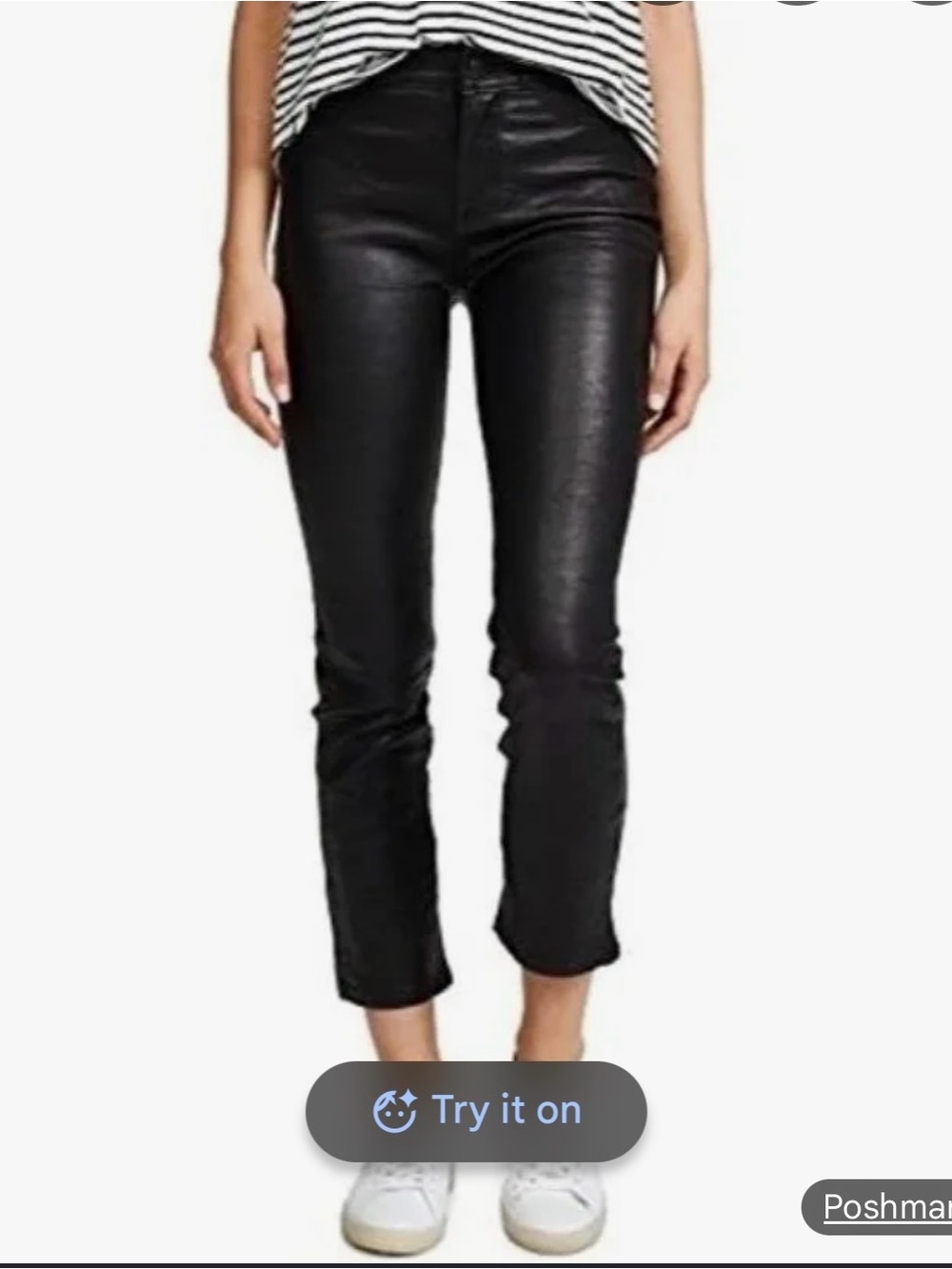 PAIGE Women's Cindy Leather Straight Jeans black